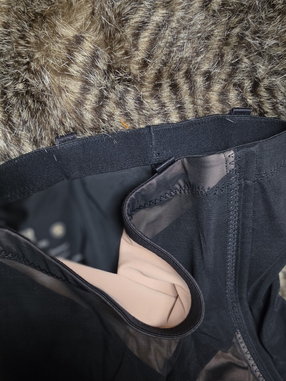 Honeylove Black High-Waist Shaping Bodysuit with Mesh Thigh Panels - Picture 6 of 8